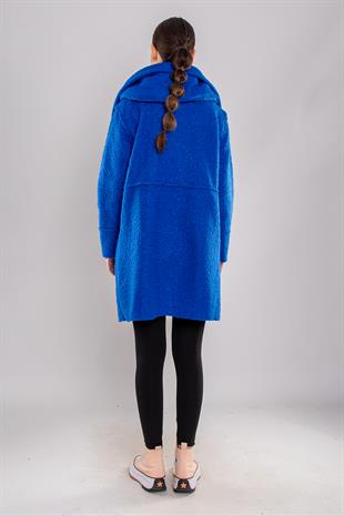 21224 4 Düğmeli Kapüşonlu Keçe Kaban