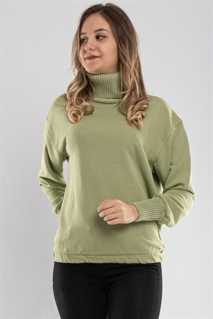2165 Tam Balıkçı Yaka Eteği Lastikli Kadın Sweat