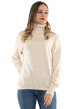 2165 Tam Balıkçı Yaka Eteği Lastikli Kadın Sweat