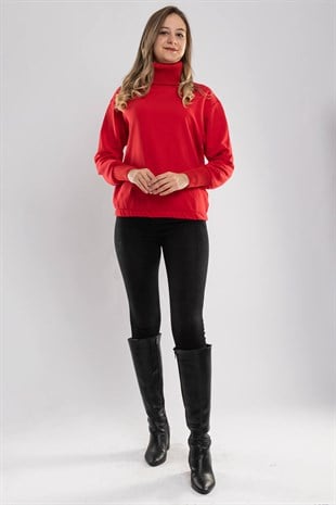 2165 Tam Balıkçı Yaka Eteği Lastikli Kadın Sweat