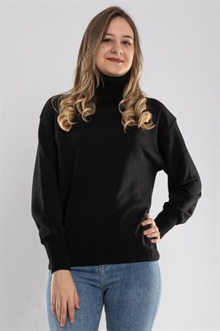 2165 Tam Balıkçı Yaka Eteği Lastikli Kadın Sweat