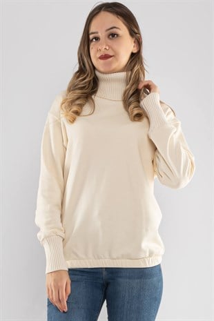 2165 Tam Balıkçı Yaka Eteği Lastikli Kadın Sweat