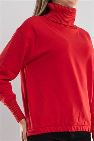 2165 Tam Balıkçı Yaka Eteği Lastikli Kadın Sweat