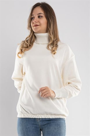 2165 Tam Balıkçı Yaka Eteği Lastikli Kadın Sweat