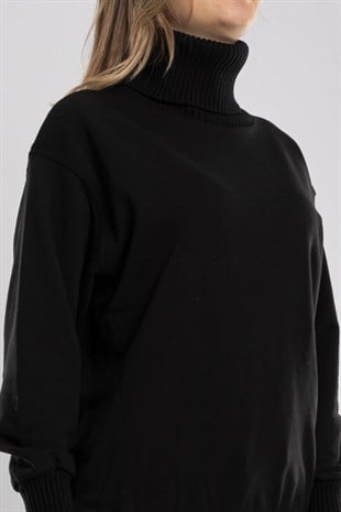 2165 Tam Balıkçı Yaka Eteği Lastikli Kadın Sweat