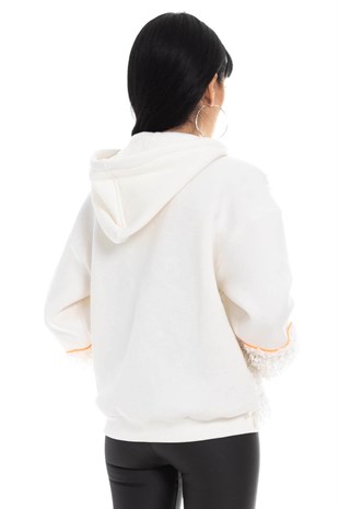 2209 Saçaklı Kapşonlu Pamuklu Sweat