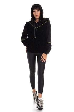 2209 Saçaklı Kapşonlu Pamuklu Sweat