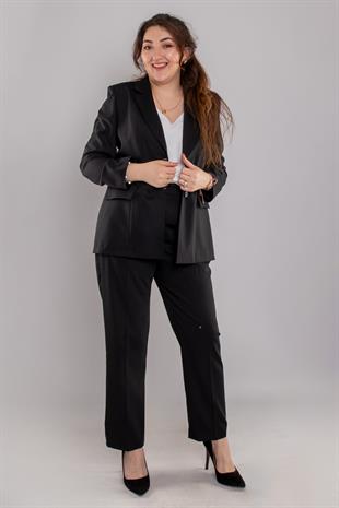 2231 Büyük Beden İki Düğme Blazer Ceket Pantolon Takım