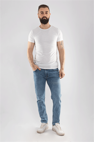 2266 Bisiklet Yaka Basic Petek Desen Viscon Tshirt