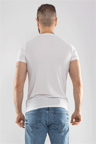 2266 Bisiklet Yaka Basic Petek Desen Viscon Tshirt