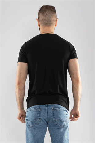 2266 Bisiklet Yaka Basic Petek Desen Viscon Tshirt