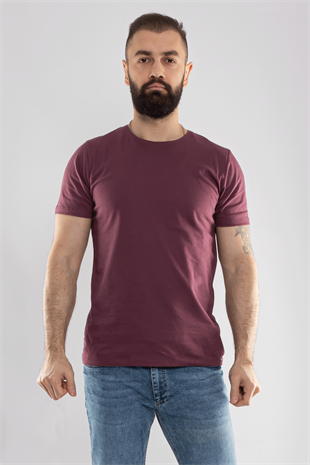 2413 Bisiklet Yaka Merserize Pamuk Düz Basic Tshirt