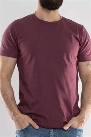 2413 Bisiklet Yaka Merserize Pamuk Düz Basic Tshirt