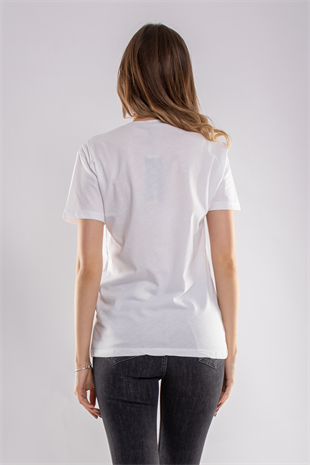 2609 Payetli Yaprak Desen Kadın Tshirt