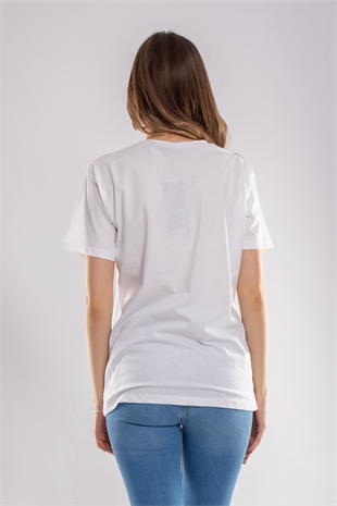 2652 Yaldızlı Yaprak Desen Payet Detay Kadın Tshirt