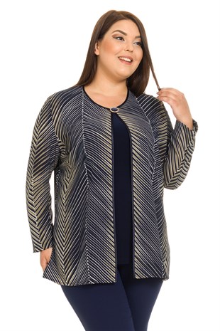 2923 BB PALMİYE YAPRAK DESEN CEKET-BLUZ TAKIM