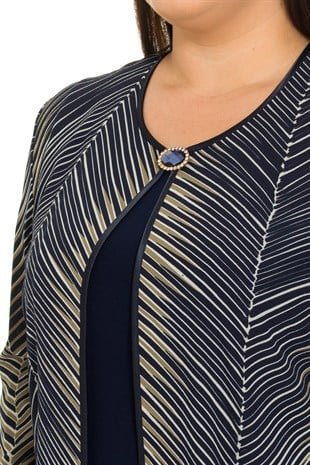 2923 BB PALMİYE YAPRAK DESEN CEKET-BLUZ TAKIM