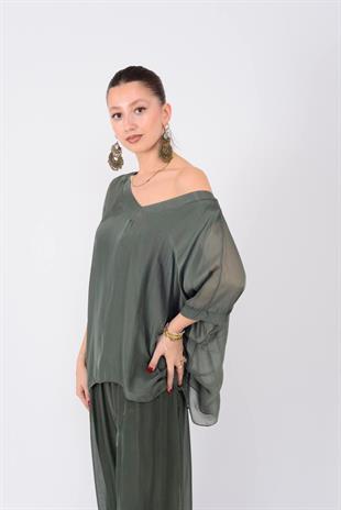 2967 Ön Arka Vyaka Astarlı İpek Bluz