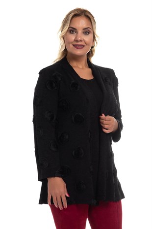 3009 3D Gül Detay Viscon Hırka
