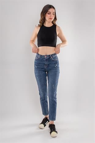 30114 Bisiklet Yaka Crop Top Likralı Büstiyer