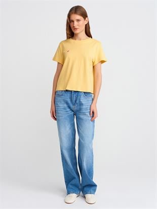 30584 Bisiklet Yaka Pamuklu Tshirt