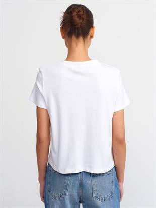 30584 Bisiklet Yaka Pamuklu Tshirt