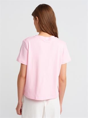 30584 Bisiklet Yaka Pamuklu Tshirt