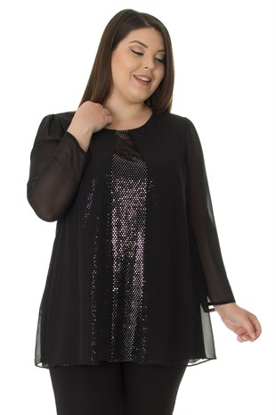 306 BB ŞİFON PULLU KUMAŞ TUNİK