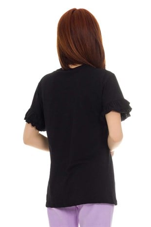 3060 Arı Baskılı Boncuklu Tshirt