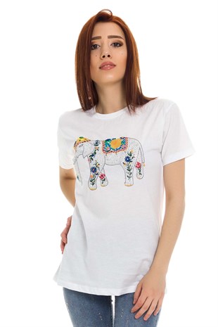 3239 Filli Taşlı Tshirt
