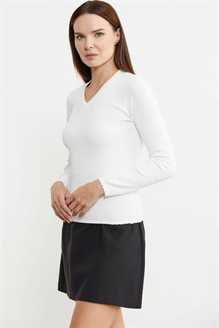 32495 Fitilli Vyaka Basic Kadın Triko Kazak