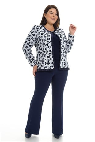3322 BB ÇİÇEK DESEN CEKET-BLUZ TAKIM