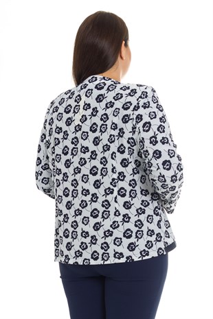 3322 BB ÇİÇEK DESEN CEKET-BLUZ TAKIM