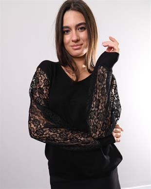 357 VYaka Kollar Dantelli Triko Bluz