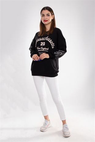 3673 Vyaka İçi Şardonlu Yazı Baskılı Pamuk Sweat