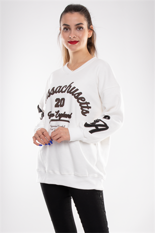 3673 Vyaka İçi Şardonlu Yazı Baskılı Pamuk Sweat
