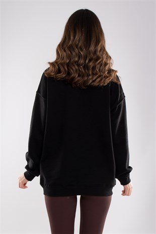 3696 Bisiklet Yaka Oxford İçi Şardonlu Pamuklu Kadın Sweat