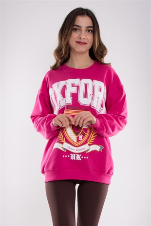 3696 Bisiklet Yaka Oxford İçi Şardonlu Pamuklu Kadın Sweat