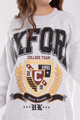 3696 Bisiklet Yaka Oxford İçi Şardonlu Pamuklu Kadın Sweat