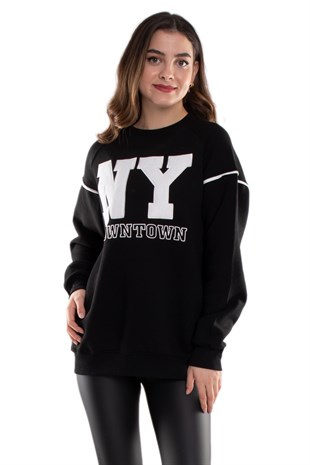 3705 Bisiklet Yaka NY İçi Şardonlu Pamuklu Kadın Sweat