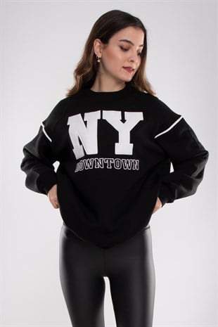 3705 Bisiklet Yaka NY İçi Şardonlu Pamuklu Kadın Sweat