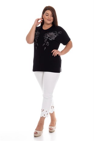 406 BB ÇİÇEK BASKI DESEN SANDY KUMAŞ BLUZ