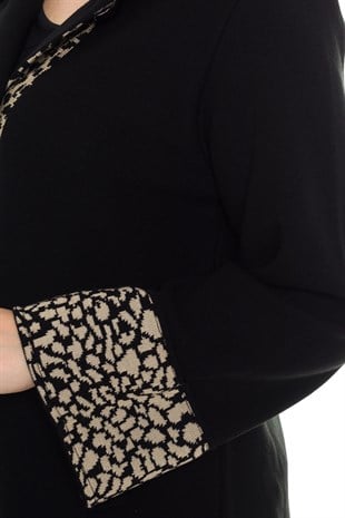 4061-3 LEOPAR DETAYLI DÜĞMELİ ÇELİK ÖRGÜ HIRKA