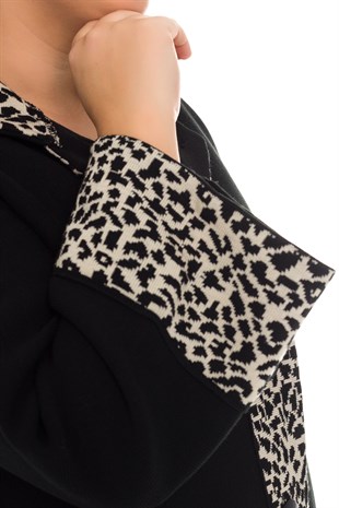 4061-3 LEOPAR DETAYLI DÜĞMELİ ÇELİK ÖRGÜ HIRKA