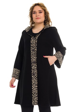 4061-3 LEOPAR DETAYLI DÜĞMELİ ÇELİK ÖRGÜ HIRKA