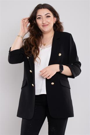 4603 Büyük Beden Gold Düğmeli Blazer Tunik Ceket