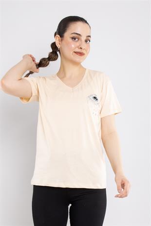 4722 VYaka Taş Gözlü Pamuklu Tshirt