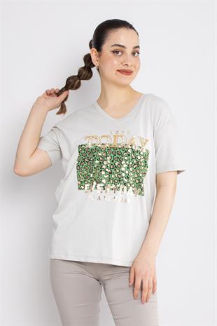 4738 Vyaka Today Leopar Baskı Kısa Kol Tshirt