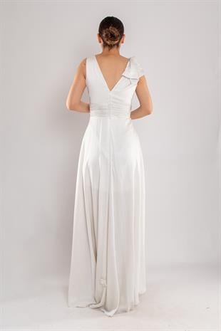 482 Beli Drape Eteği Valon Jakar Uzun Abiye Elbise