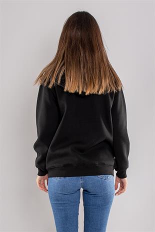 5028 Kapüşonlu Fermuarlı Kanguru Cep Sweat Hırka